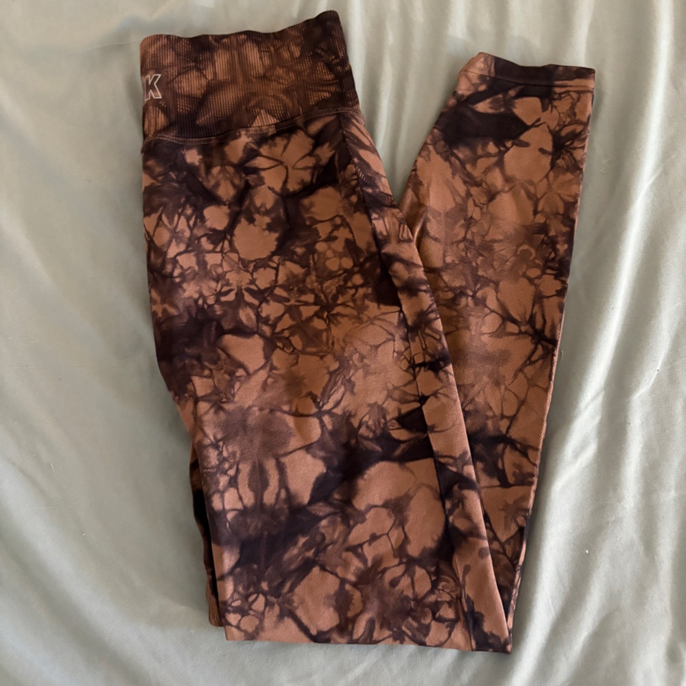 Brown and Black VS PINK Tie-Dye Leggings